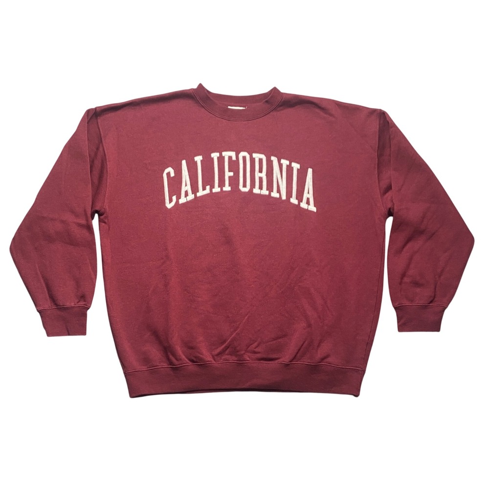 Reflex Crewneck Sweatshirt Mens Large California Embroidered Maroon Burgundy